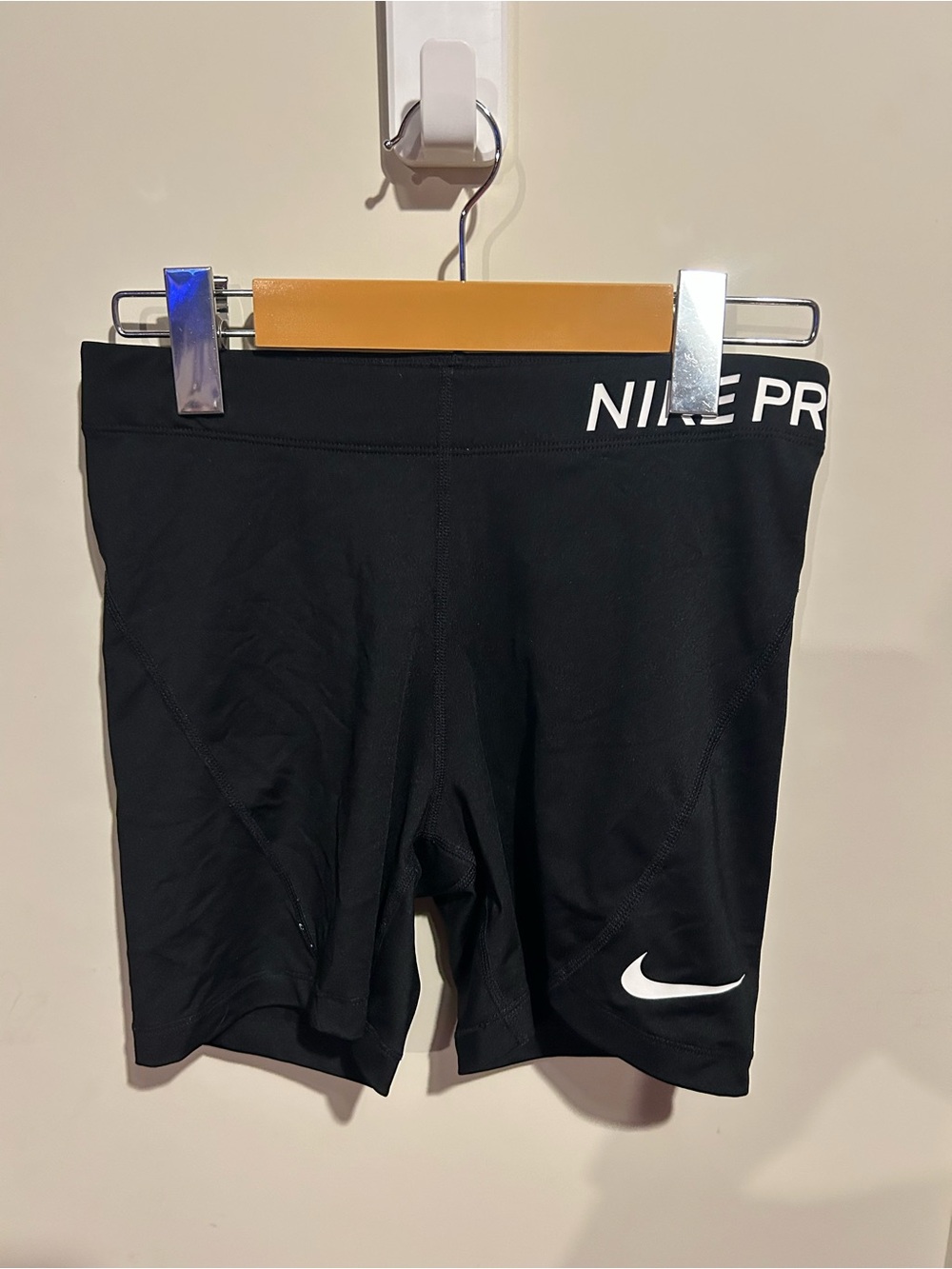 Nike Pro Black Girls' Performance Compression Shorts with White Swoosh